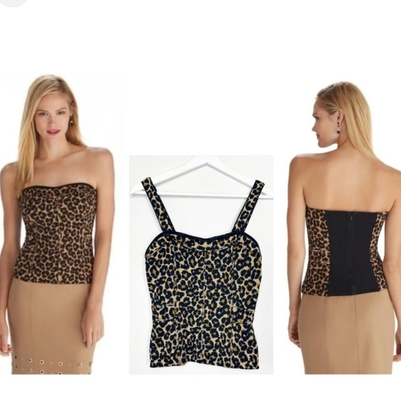 WHBM WHITE HOUSE BLACK MARKET LEOPARD BUSTIER TUBE TOP TANK TOP SZ 8 CONVERTIBLE